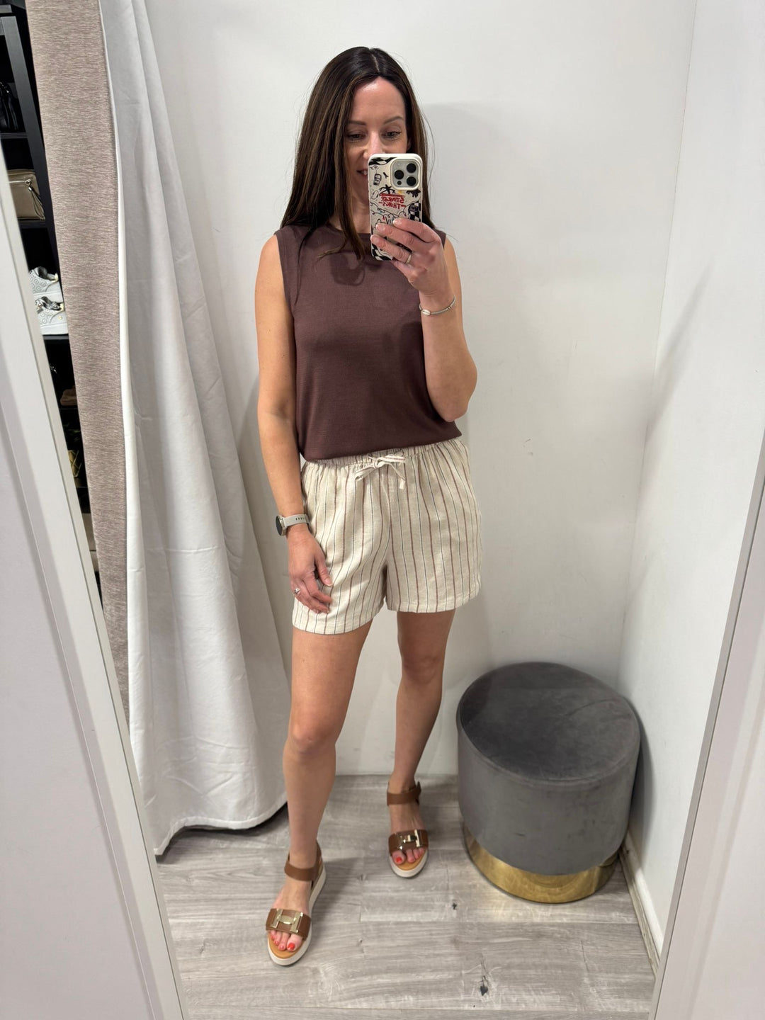 Linno Shorts - Brown Stripe