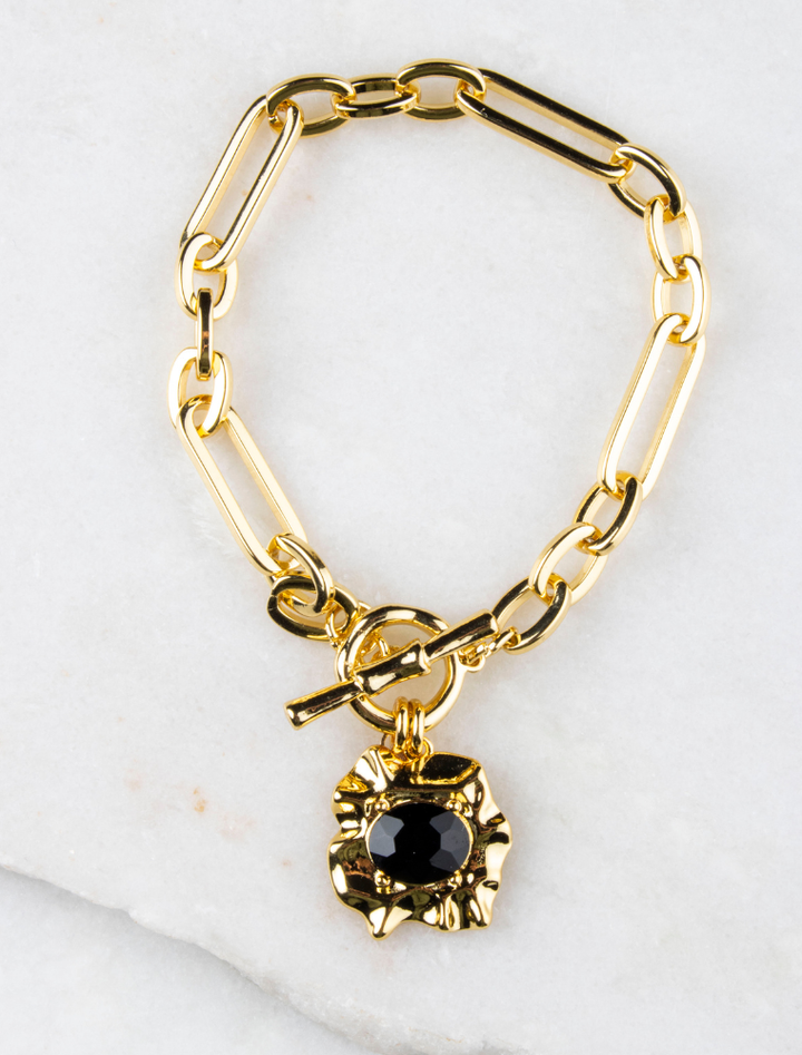 Claudia Chunky Statement Bracelet - Gold Plated/Black
