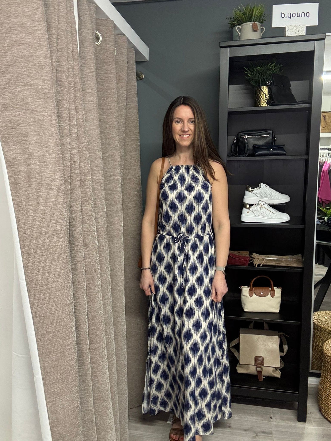 Joella Slip Dress - Blue Ikat