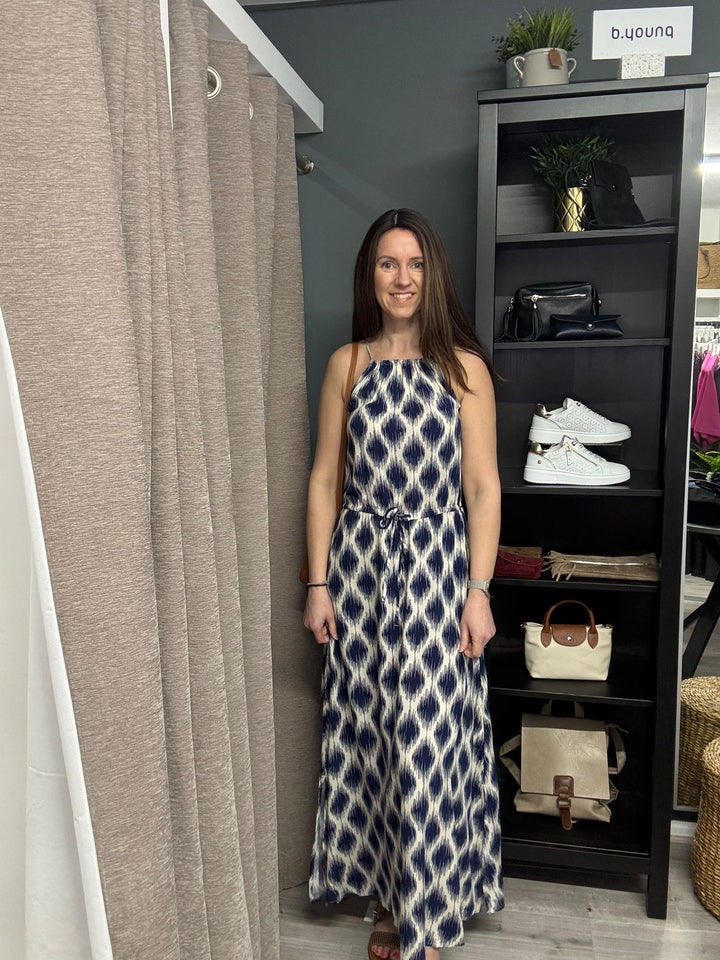 Joella Slip Dress - Blue Ikat