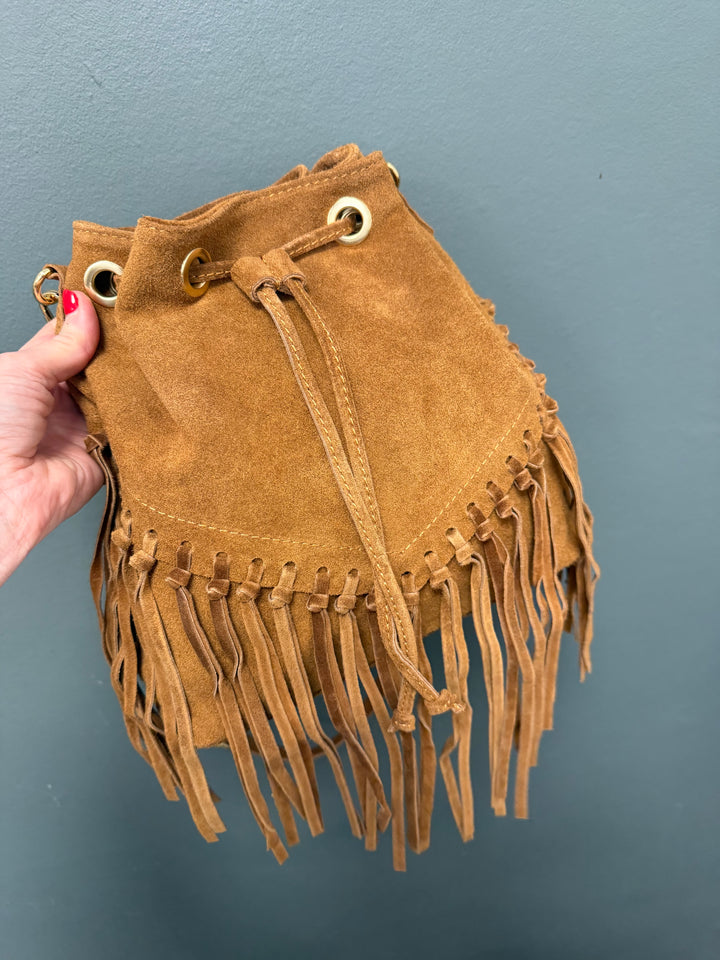 Alma Tassel Suede Bag - Tan