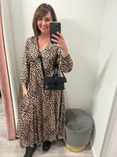 Load image into Gallery viewer, V Neck Leopard Satin Dress
