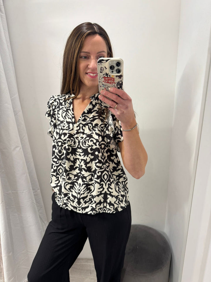 Brianne Blouse - Black Print
