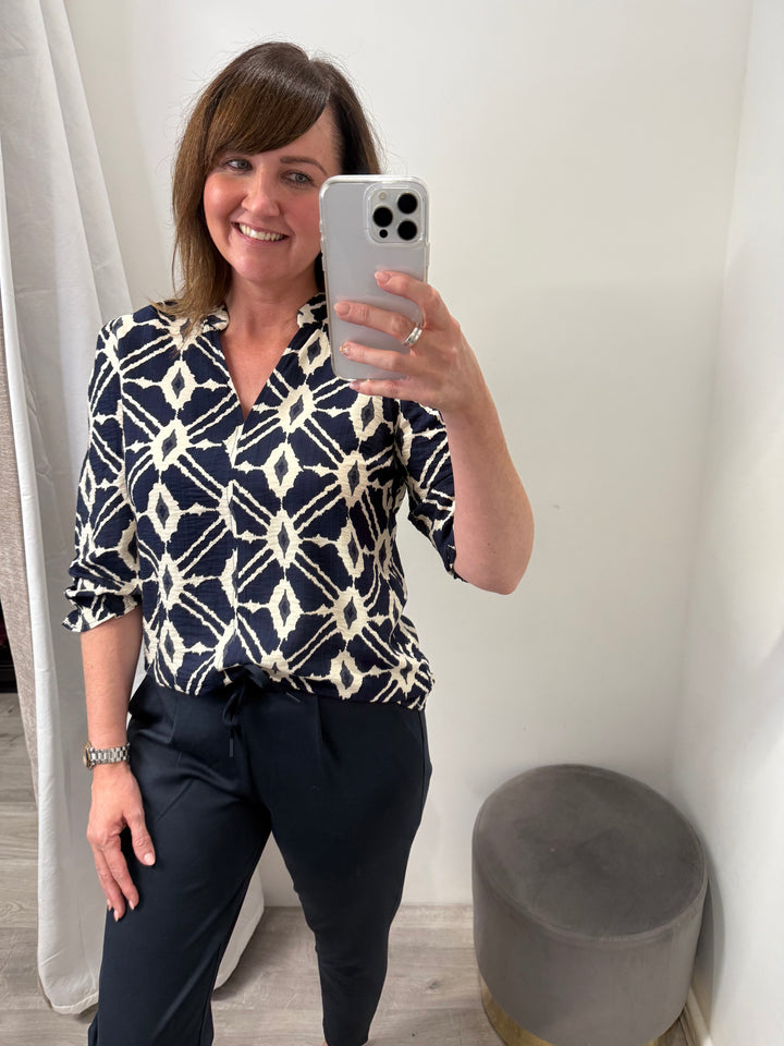 Ikaia Blouse - Navy Blaze