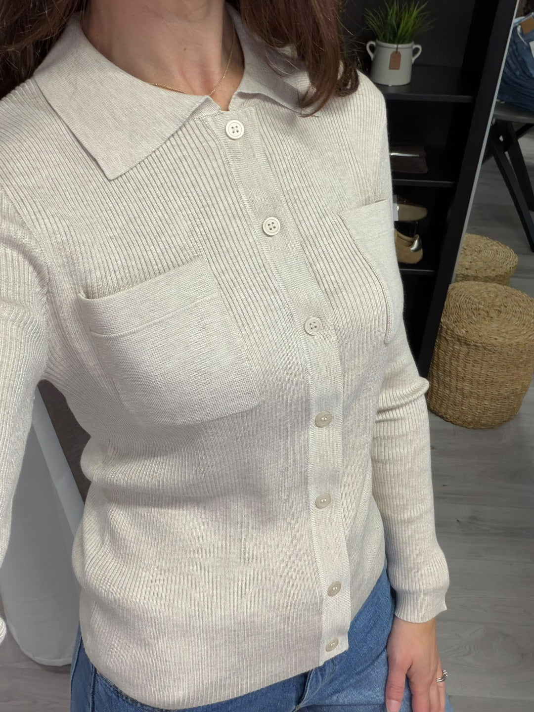 Luls Rib Polo Cardigan