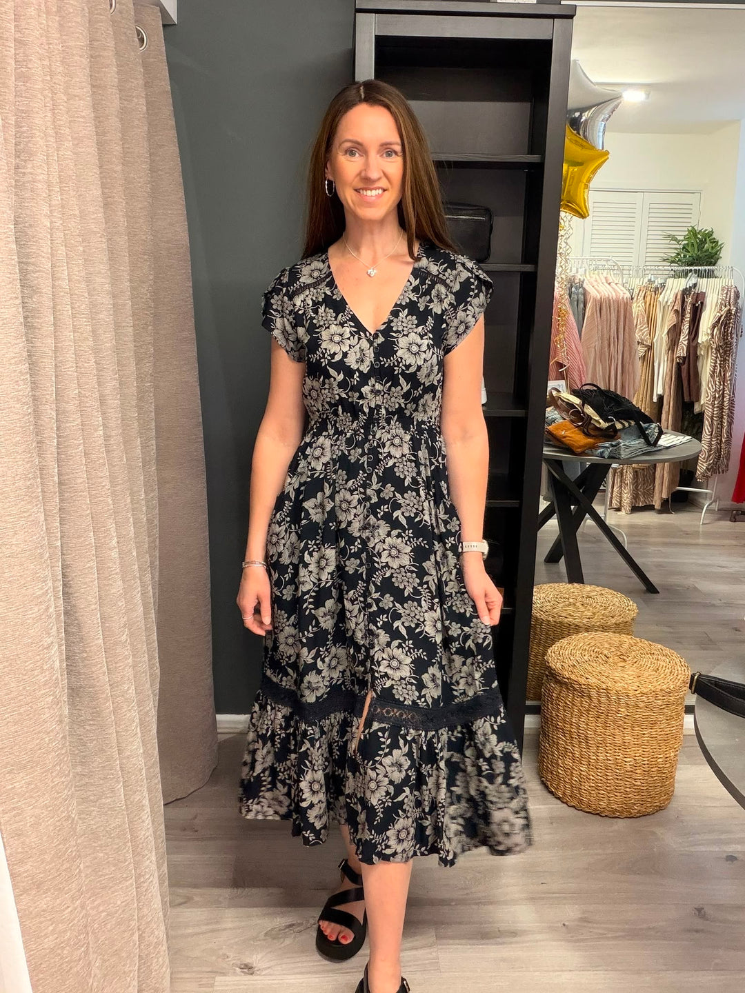 Ciara Midi Dress - Midnight Floral