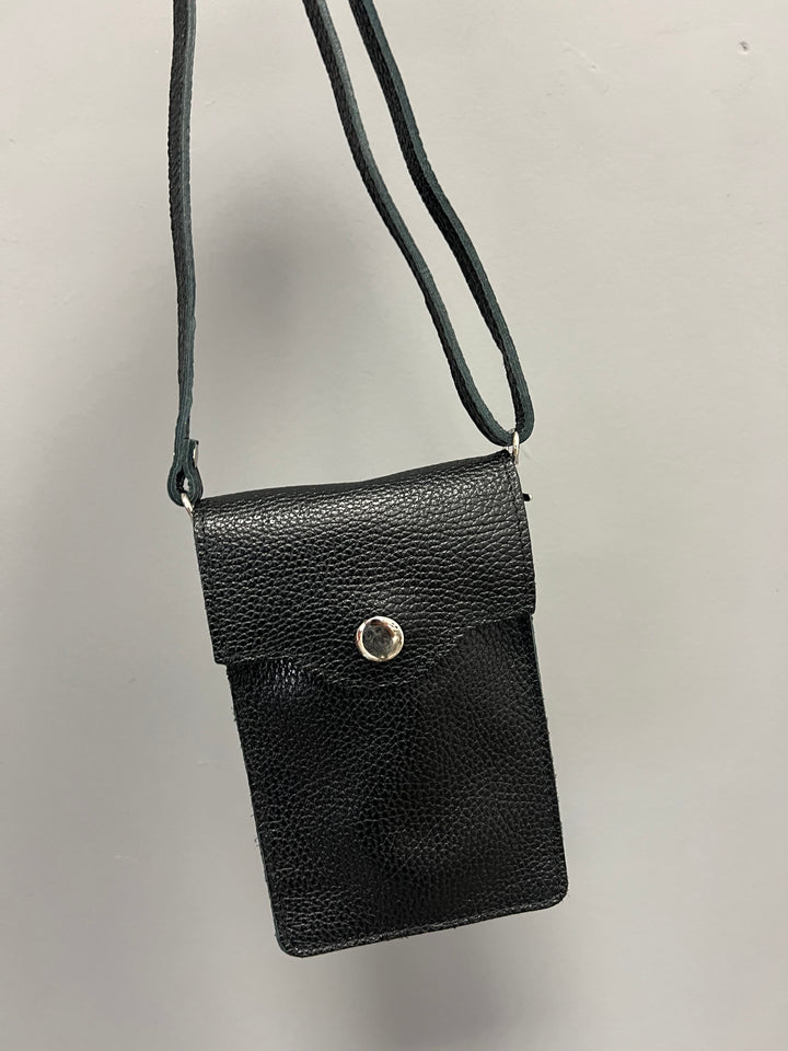 Zara Leather Phone Pouch Bag - Black