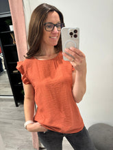 Load image into Gallery viewer, Frill Sleeve Blouse - Burnt Orange
