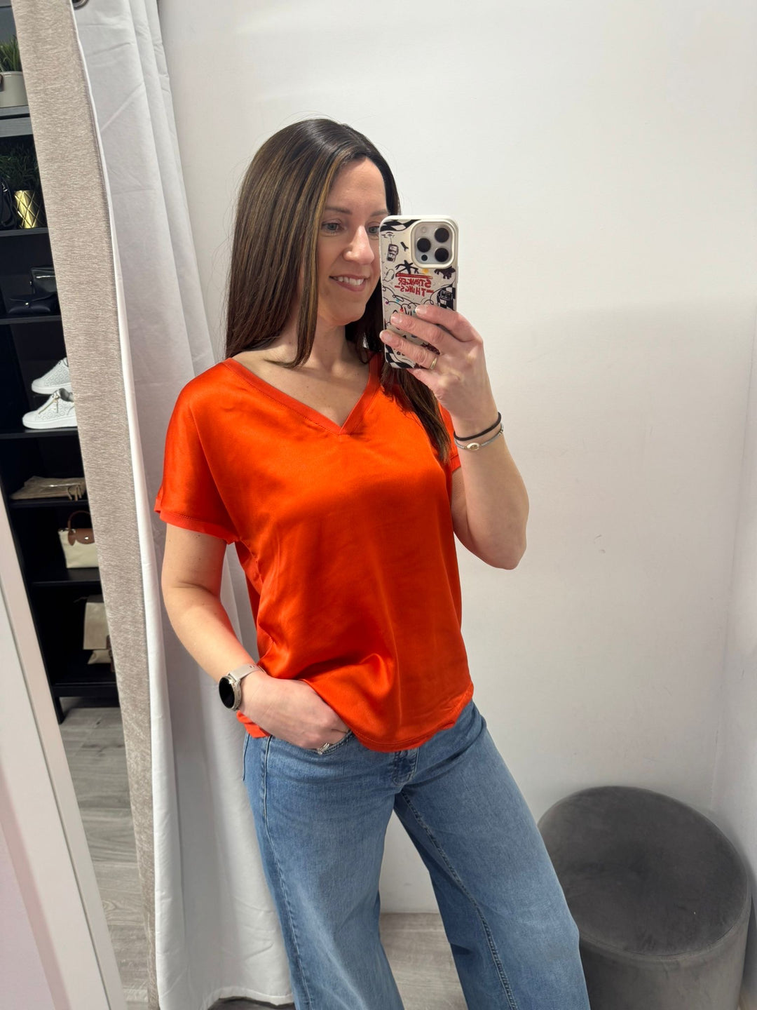 Selita V-neck T-Shirt - Fiesta Orange