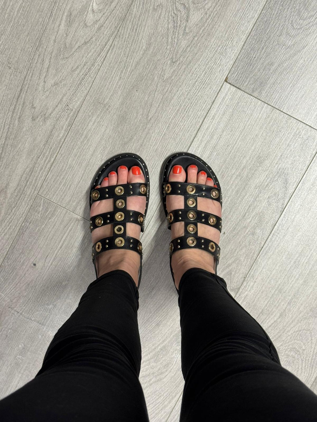 Carmela Daniela Leather Sandals - Black