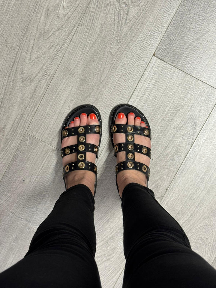 Carmela Daniela Leather Sandals - Black