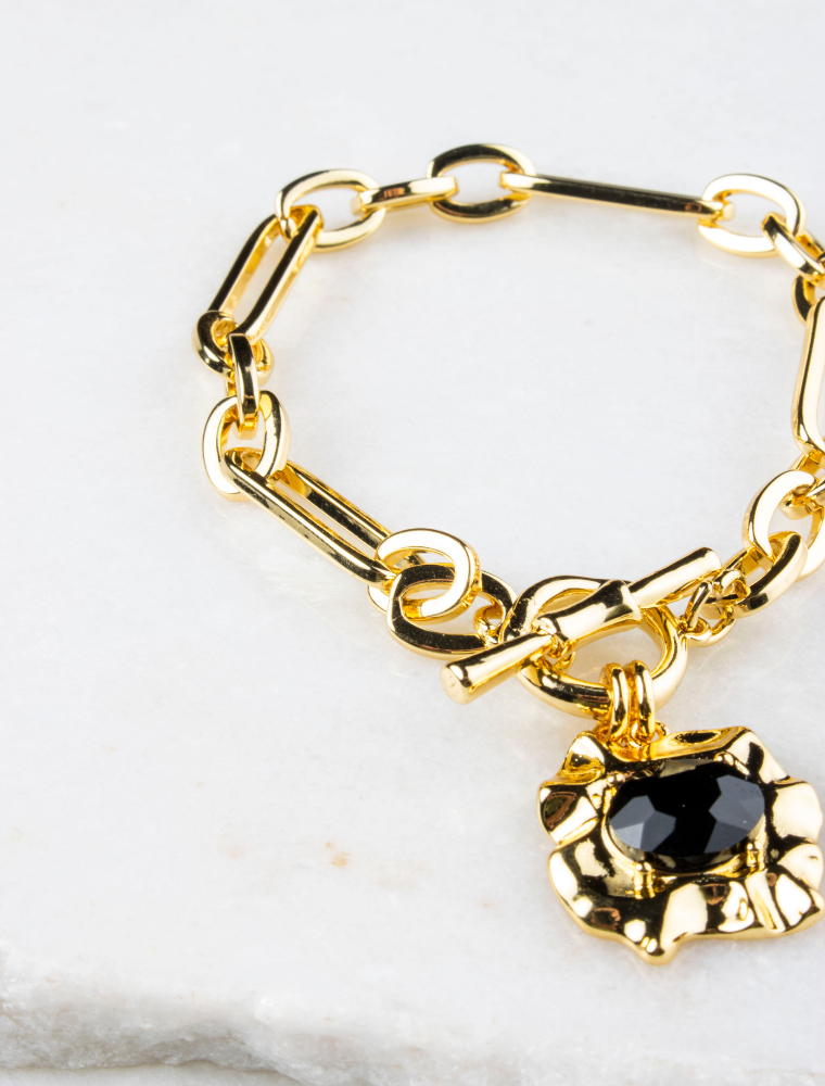 Claudia Chunky Statement Bracelet - Gold Plated/Black