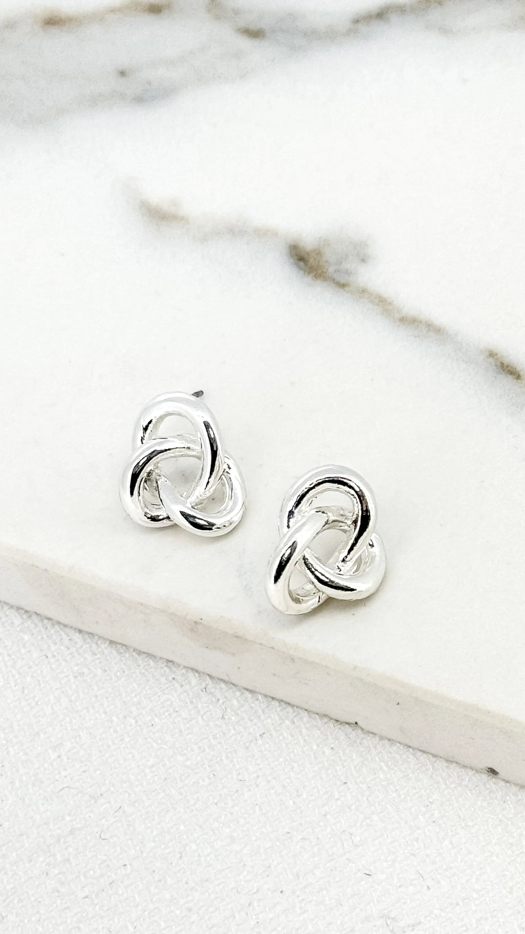 Twisted Knot Earrings - Silver