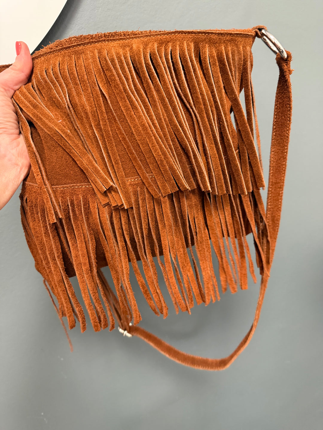 Ada Suede Fringe Bag - Dark Tan