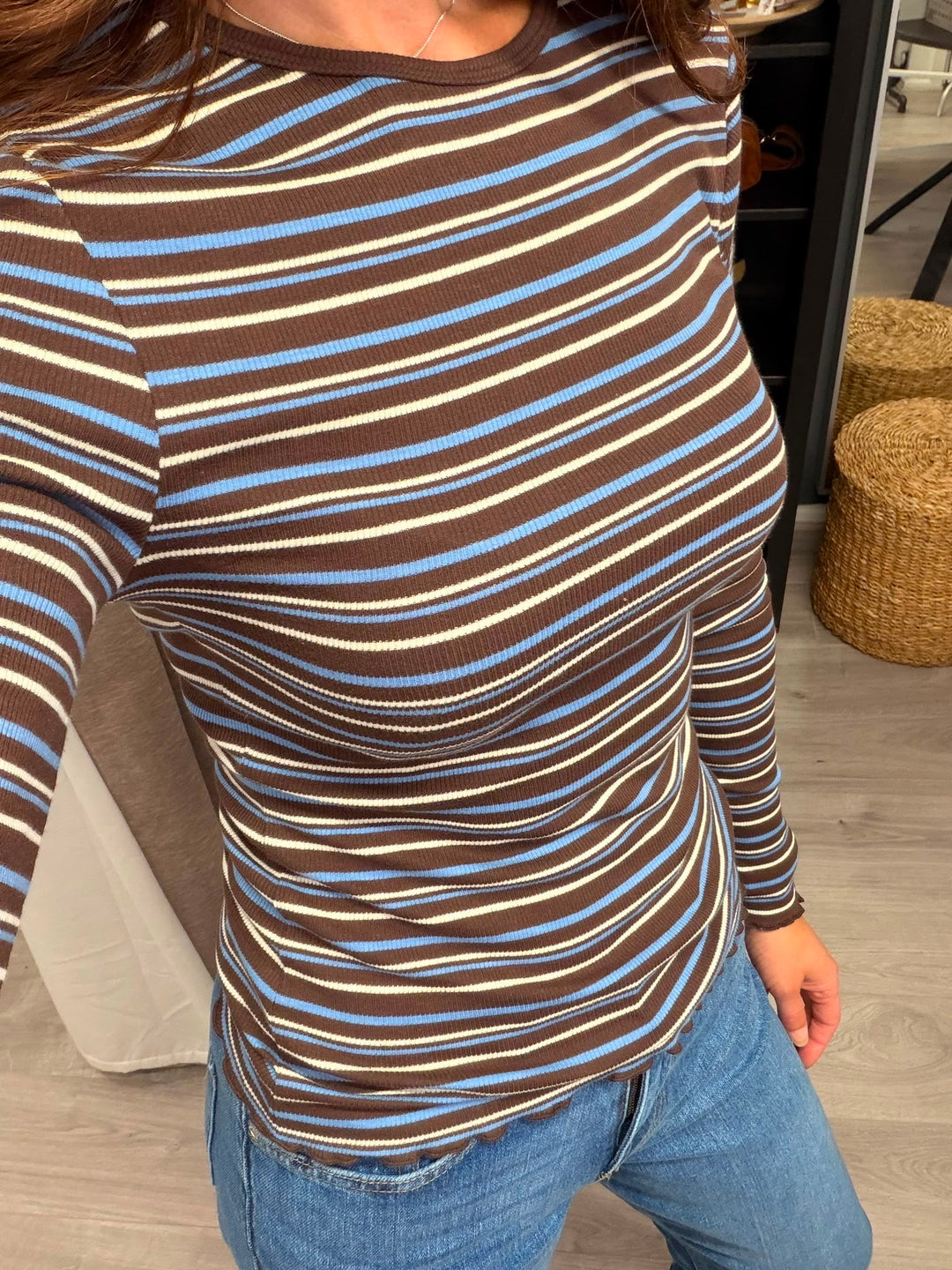 Tone LS T-shirt - Java Stripe