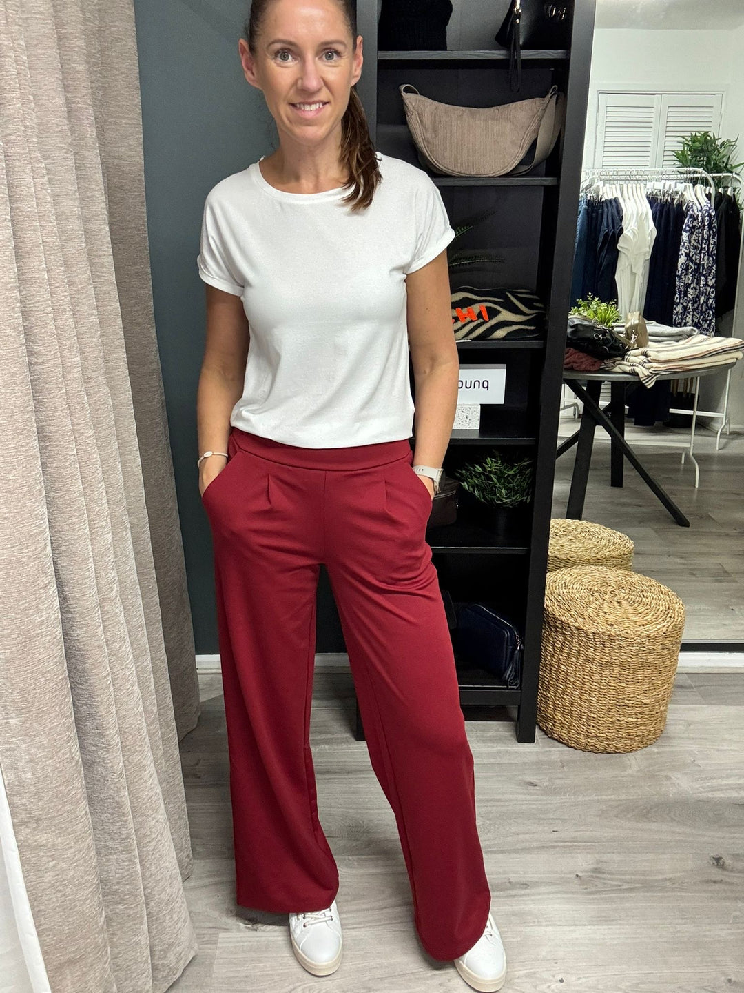 Kate Wide Leg Pants - Biking Red