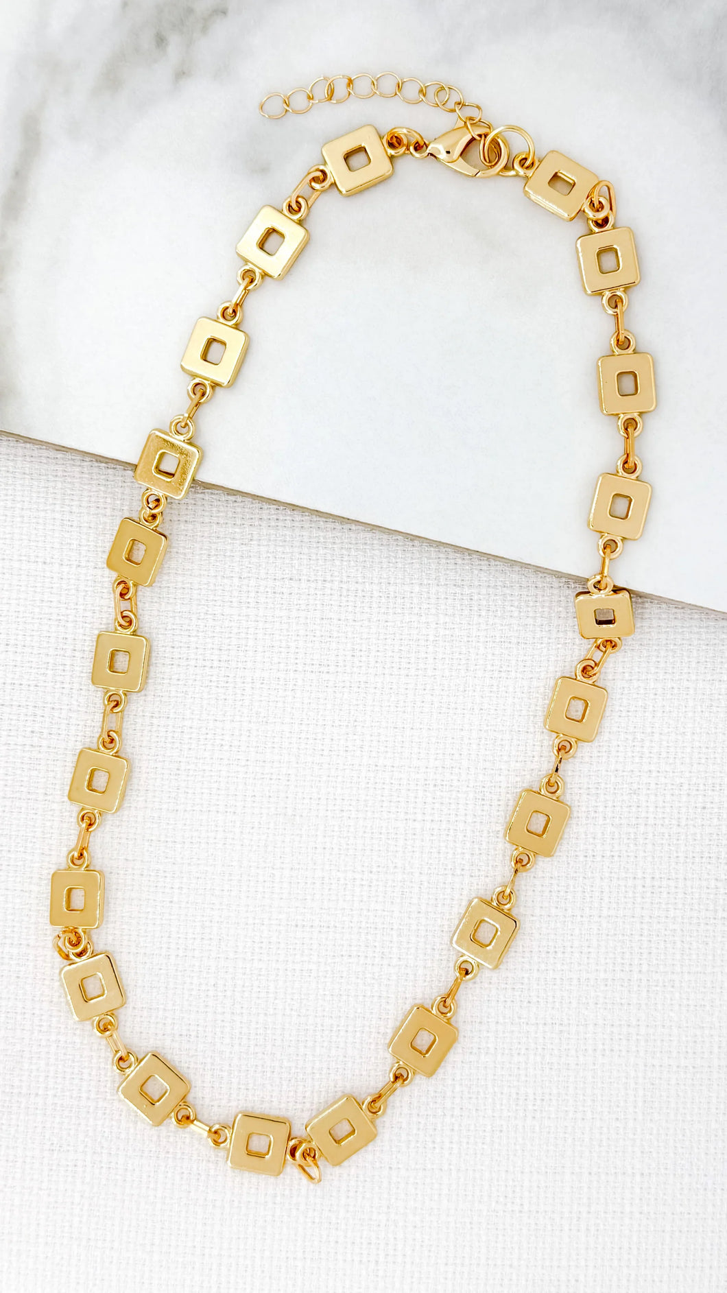 Square Link Necklace - Gold