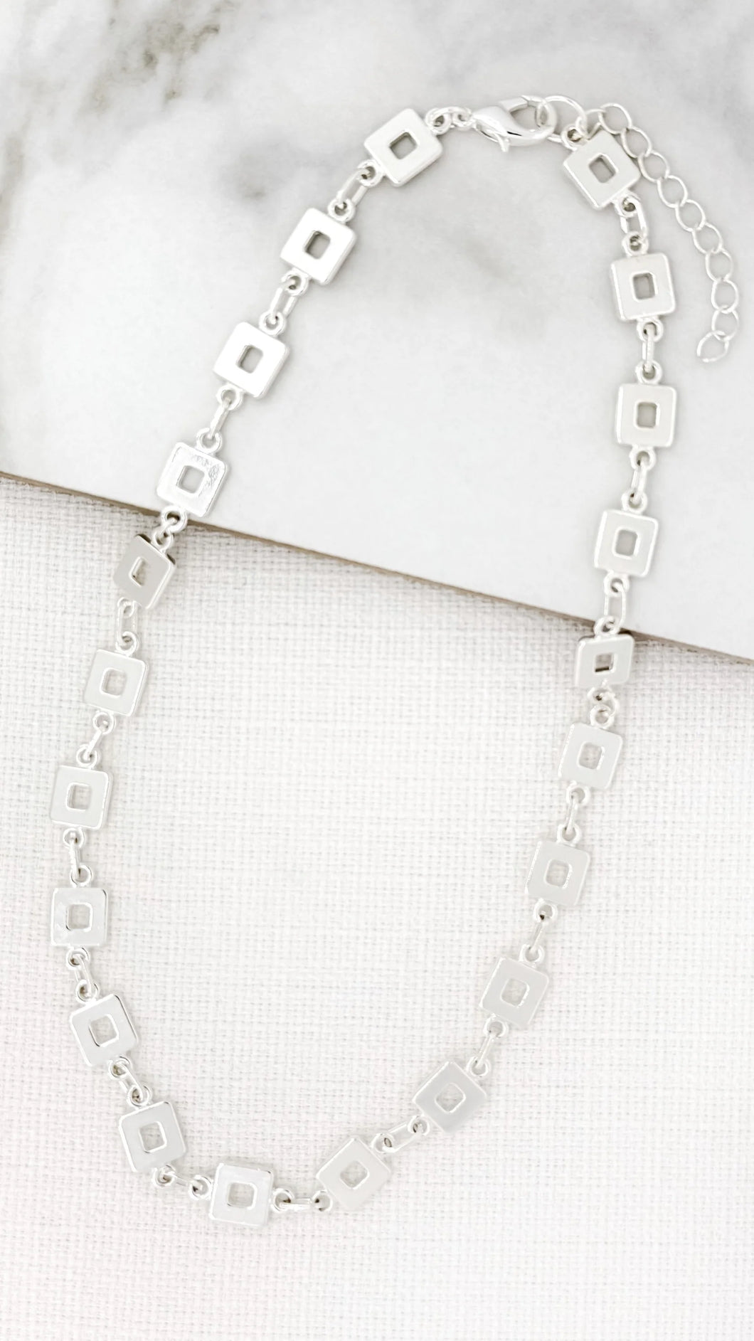 Square Link Necklace - Silver