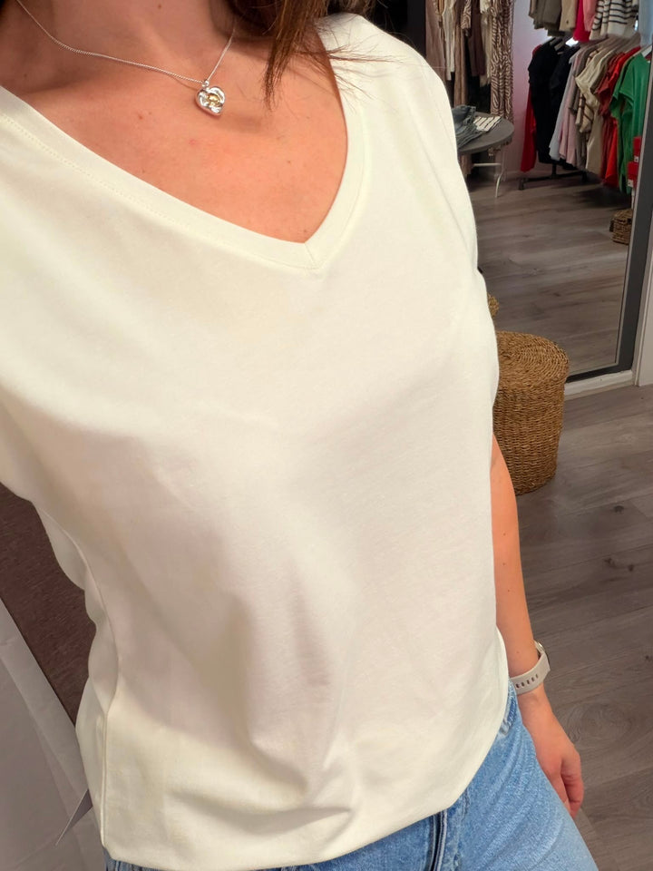 Pamila V Neck T-shirt - Off White