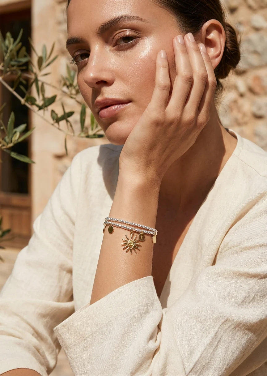 Triple Layered Stretch Bracelet Starburst Charm