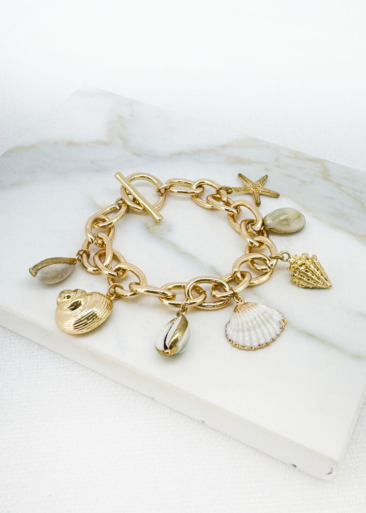 Gold Chain Bracelet with Sea Charms