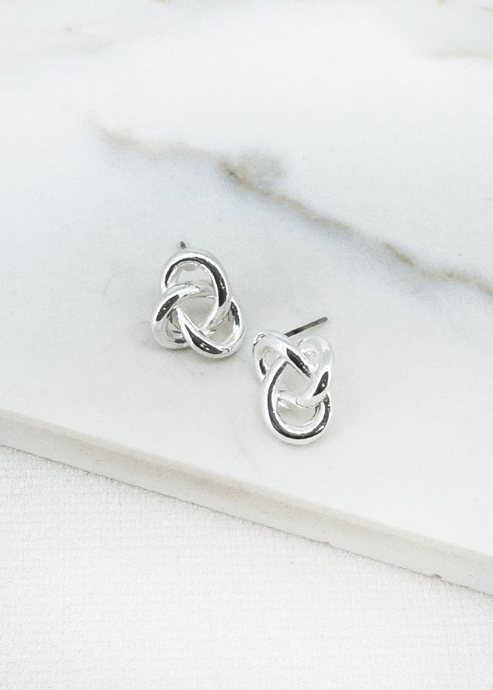 Silver Knot Stud Earrings