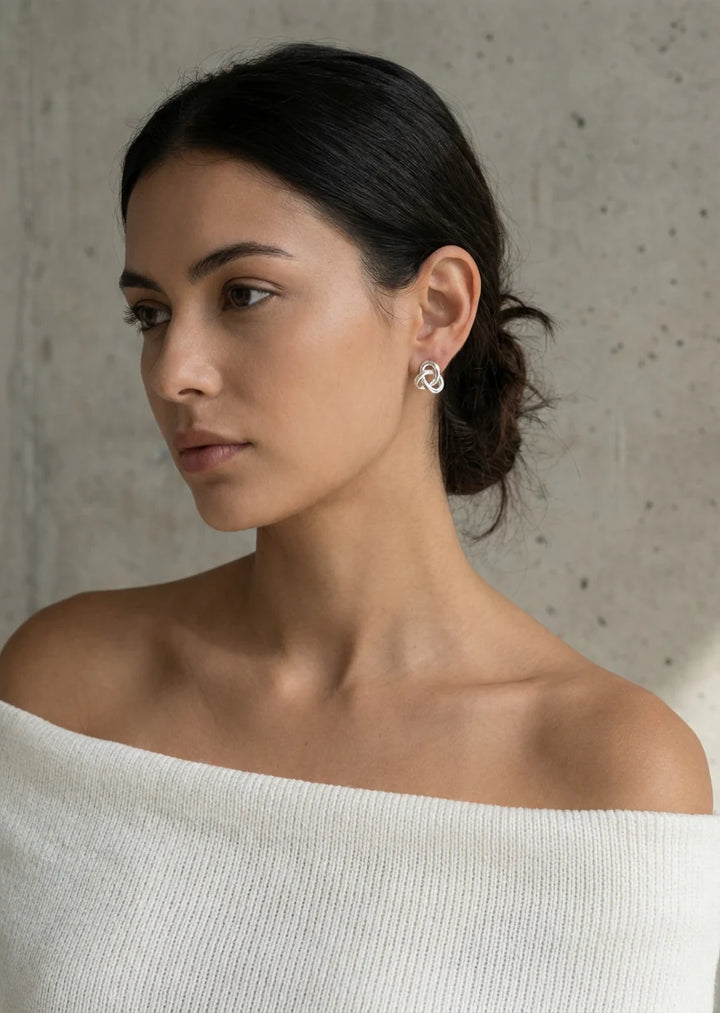 Silver Knot Stud Earrings