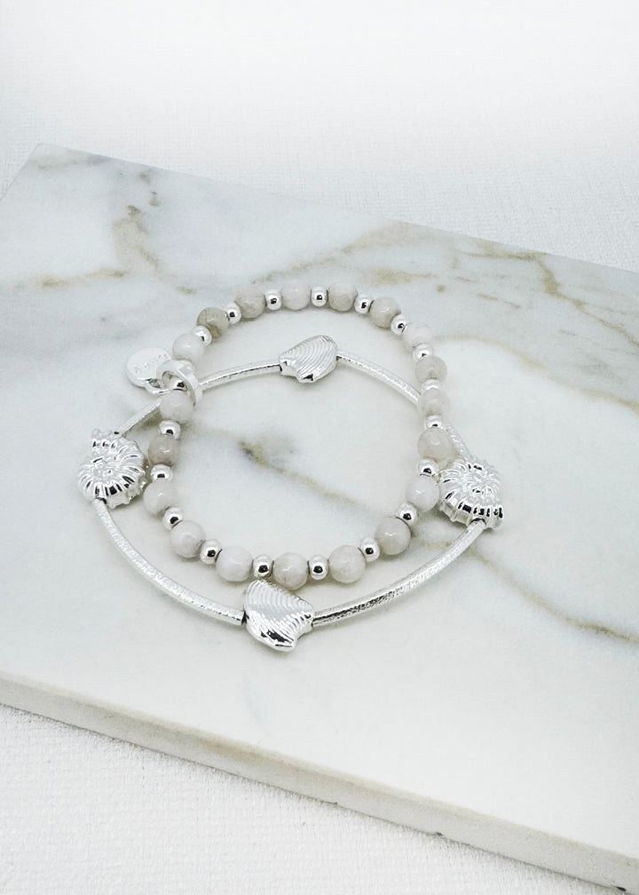 Stone and Silver Two Layer Bracelet