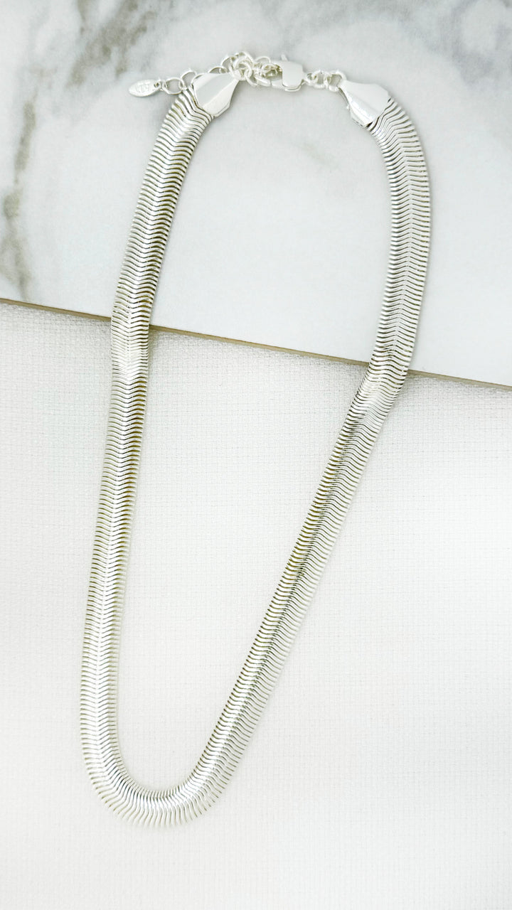 Short Silver Snake Chain Necklace