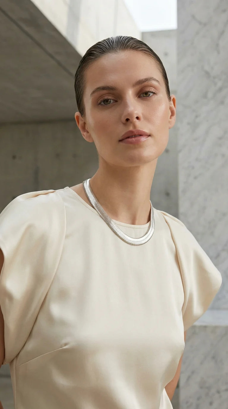 Short Silver Snake Chain Necklace