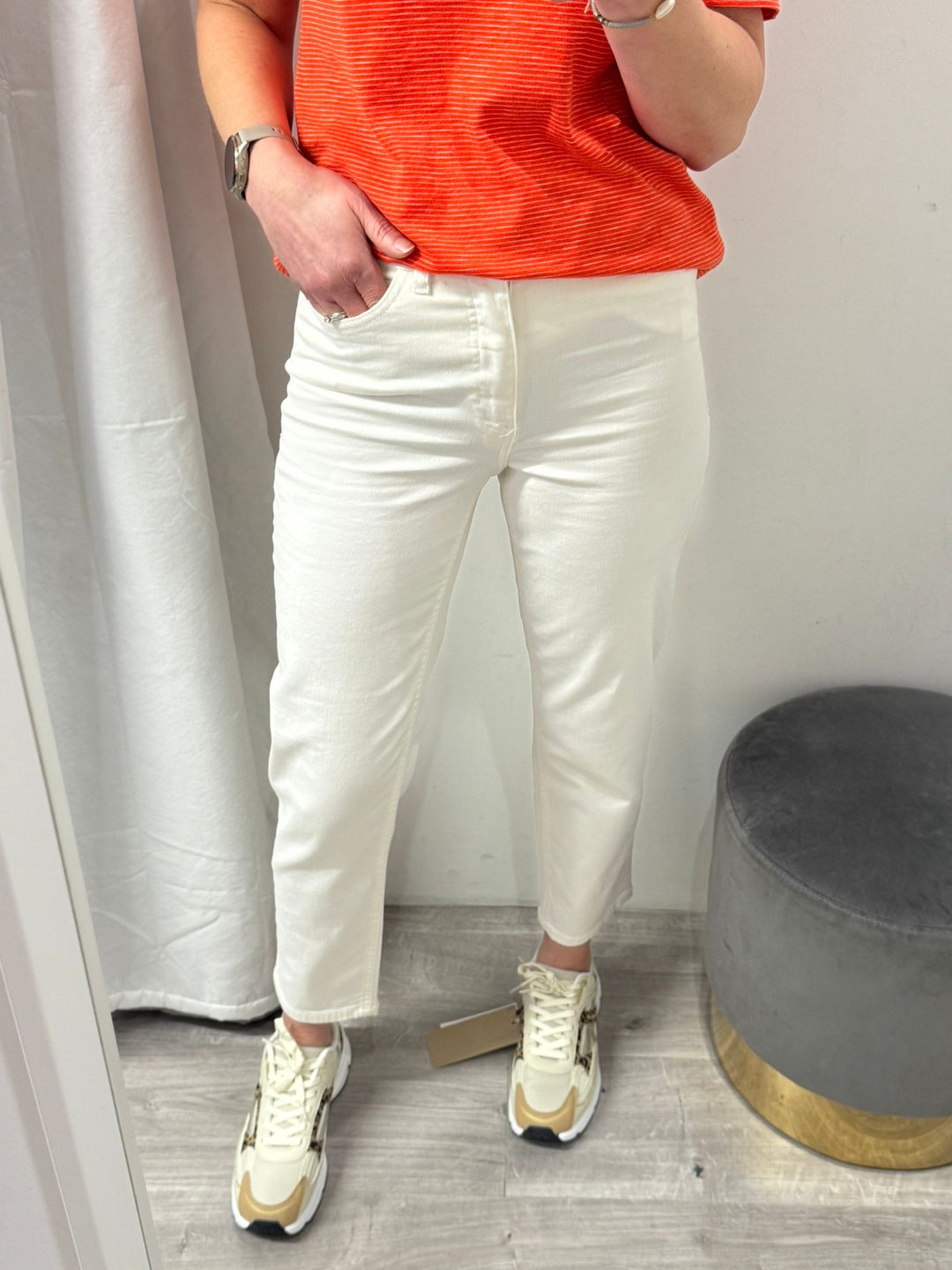 Ziggy Raven Cropped Jeans - Off White