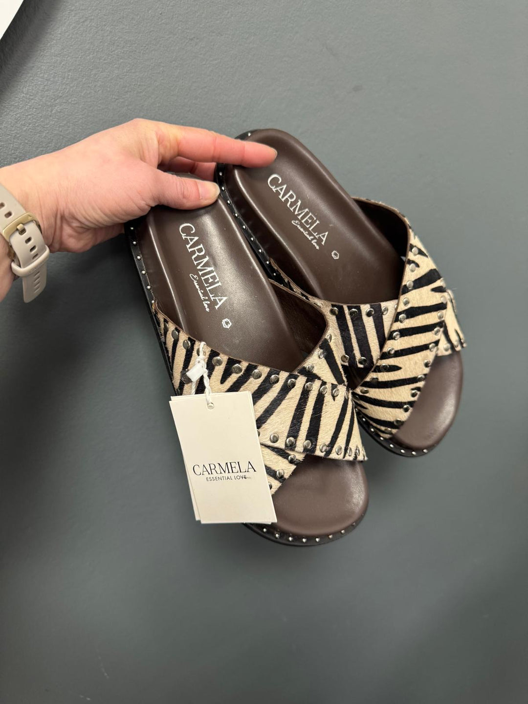Carmela Zebra Leather Sandals