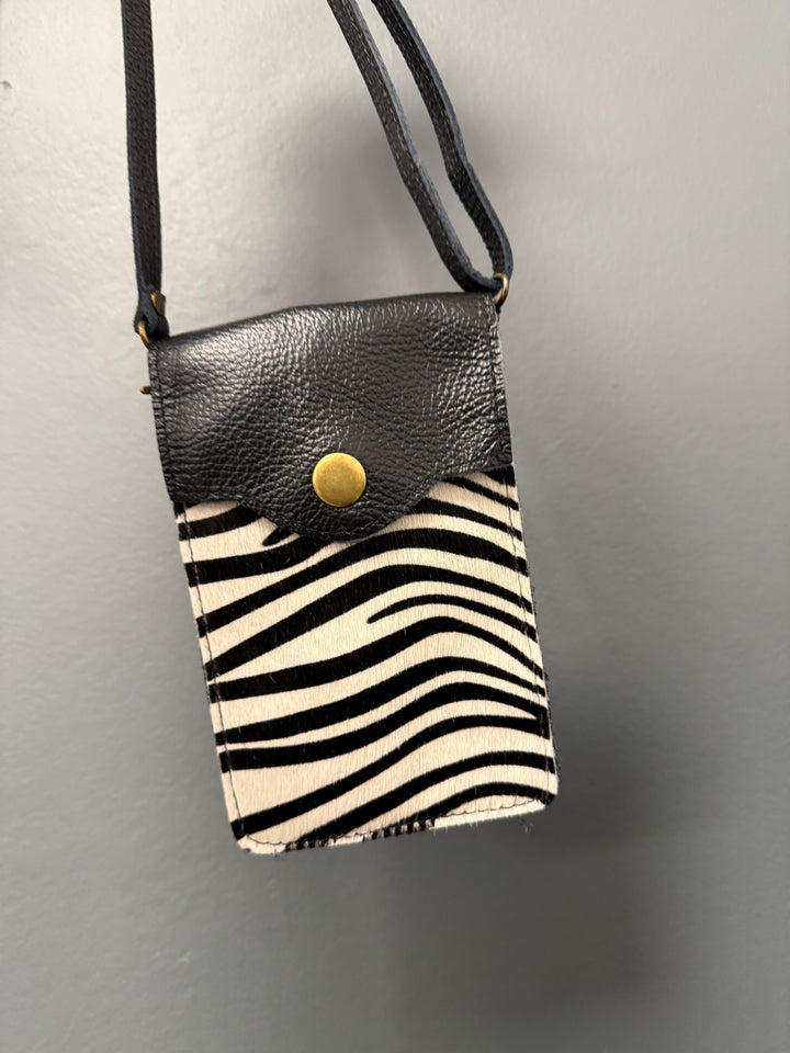 Zara Leather Phone Pouch Bag - Zebra