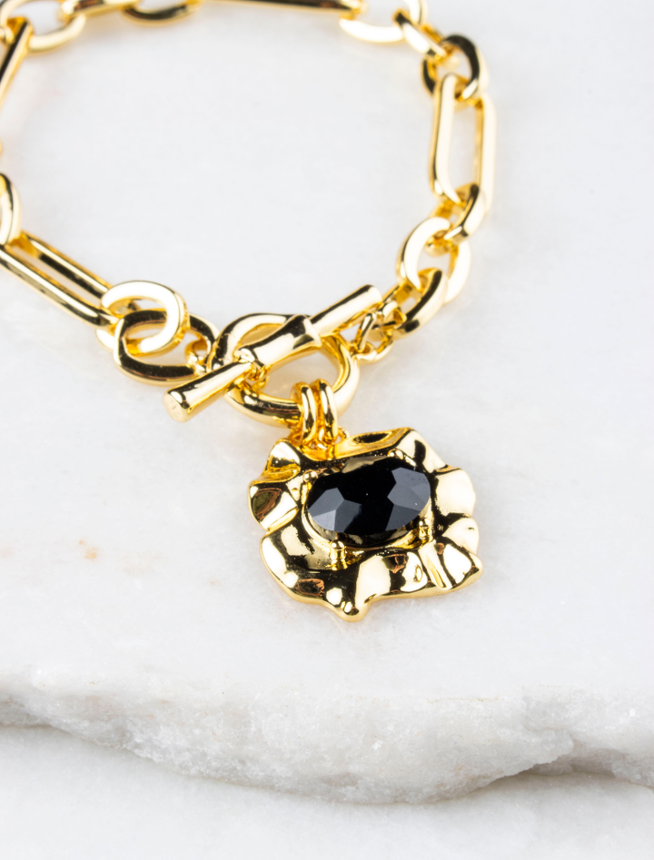 Claudia Chunky Statement Bracelet - Gold Plated/Black