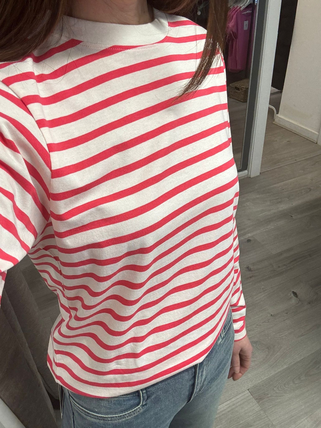 Mira Top - Teaberry Stripe