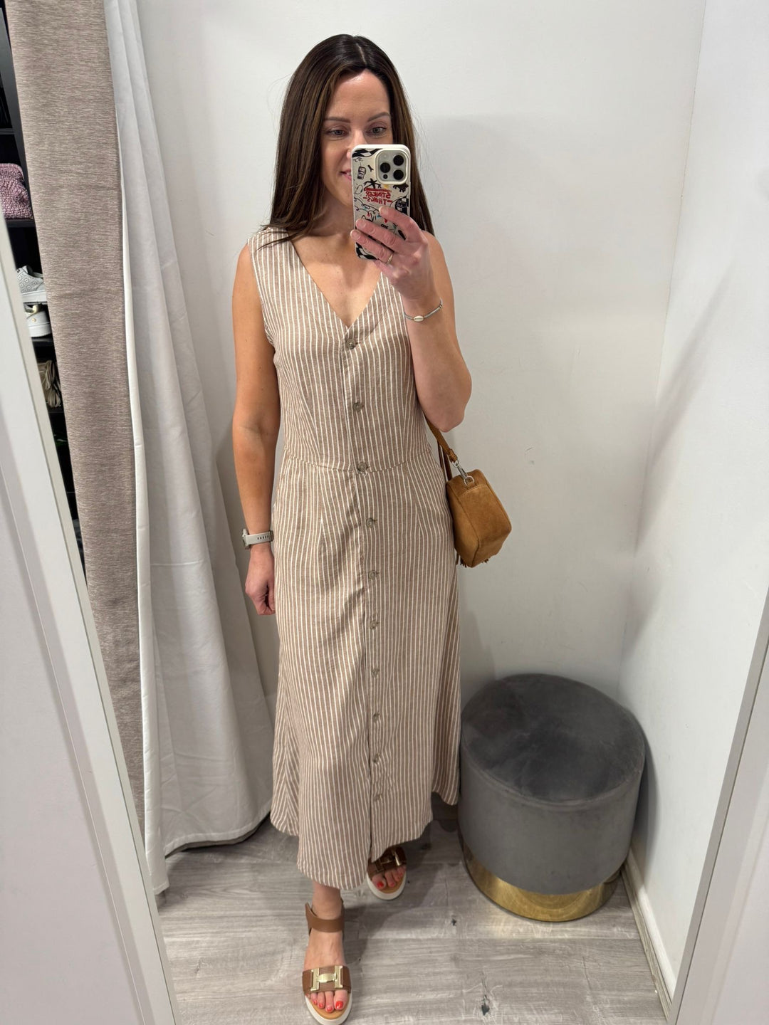 Falakka Button Dress - Woodsmoke