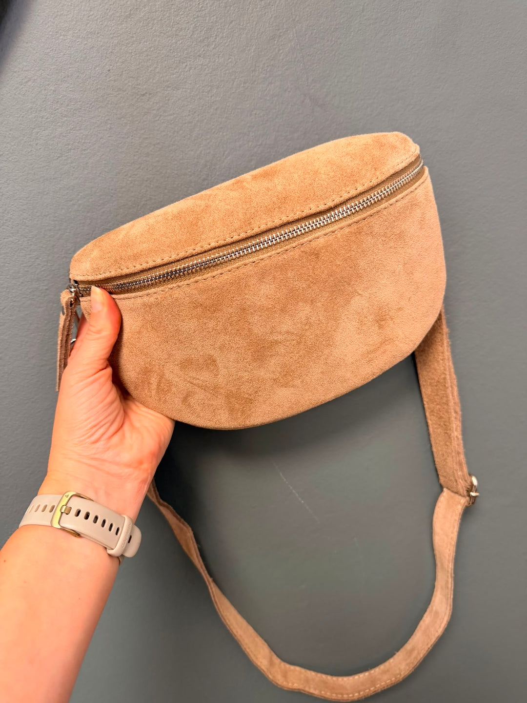 Ariana Suede Bum Bag - Taupe