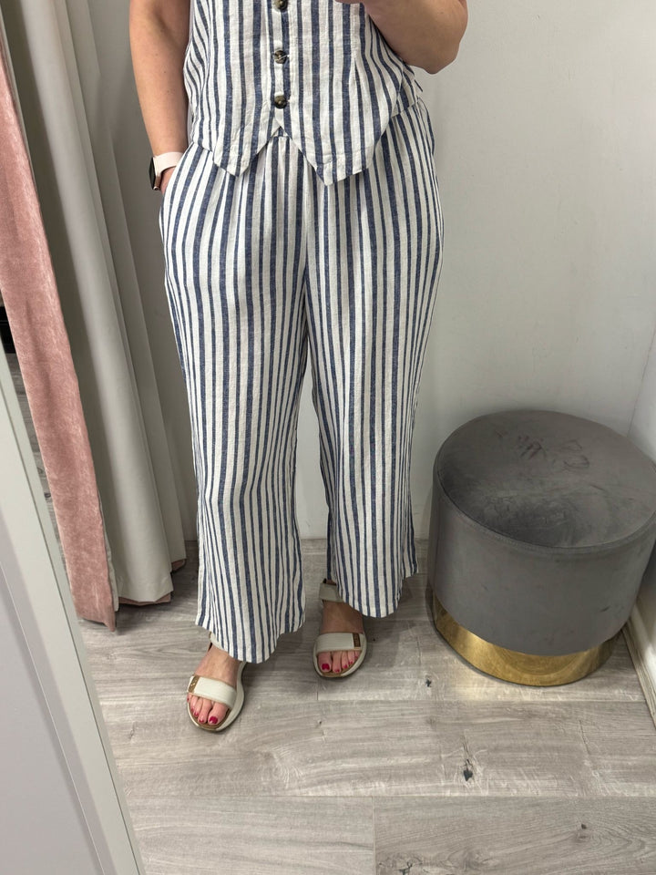 Falakka Cropped Pants - Navy Stripe