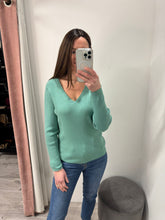 Load image into Gallery viewer, Boston V Neck Jumper - Beryl Green
