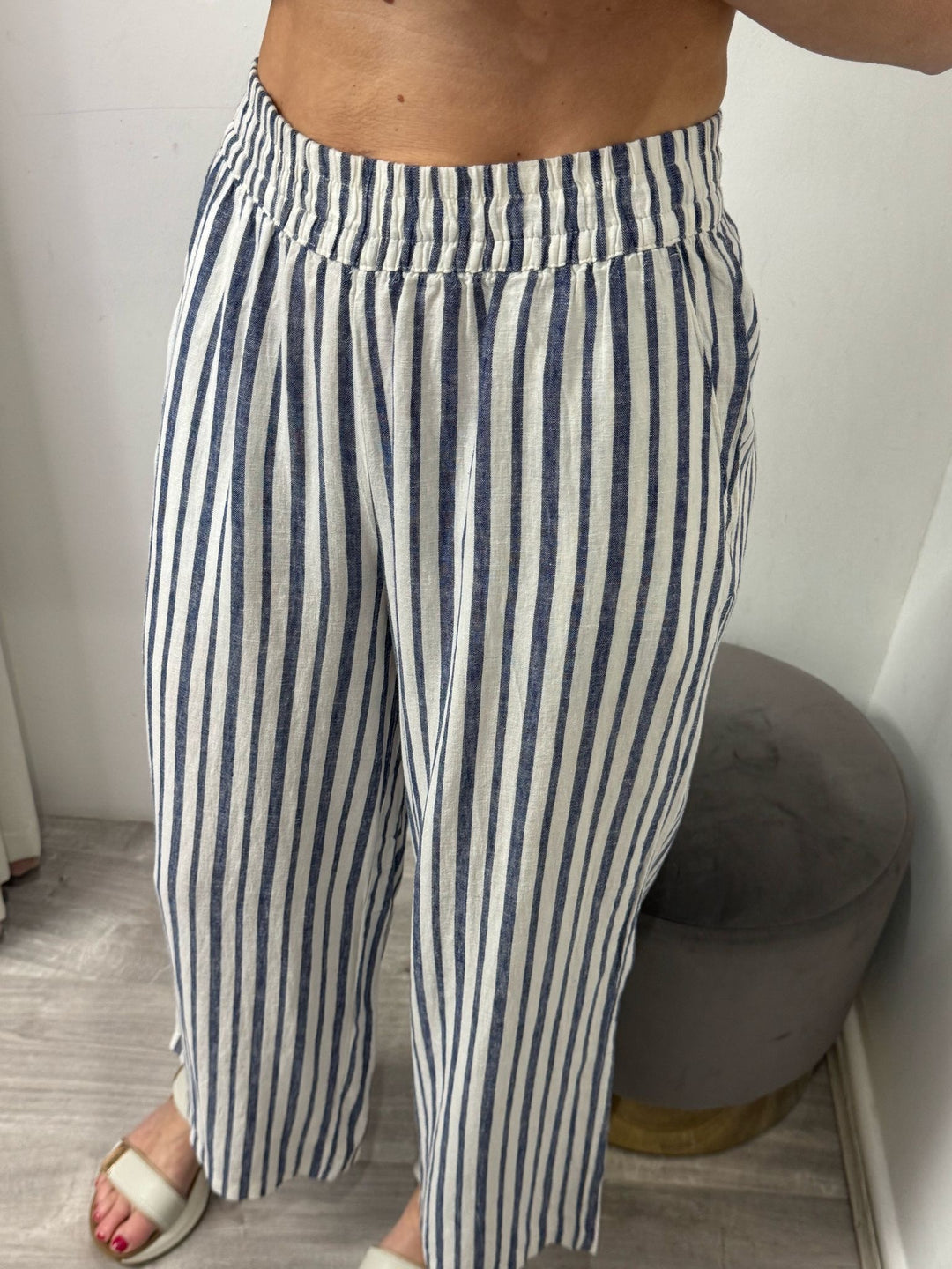 Falakka Cropped Pants - Navy Stripe