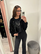 Load image into Gallery viewer, Marley Sequin Bomber Jacket - Black
