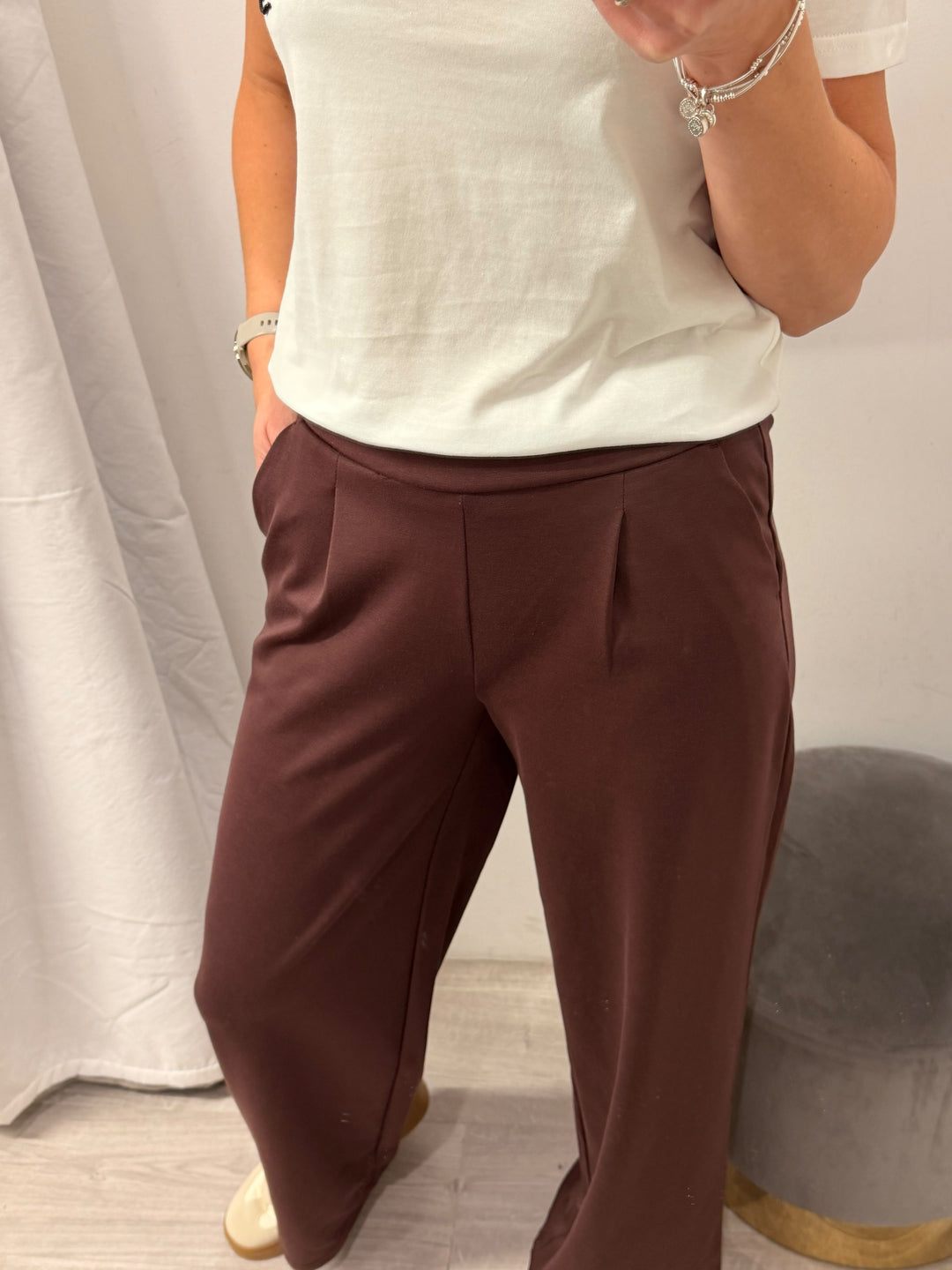 Kate Wide Leg Pants - Fudge