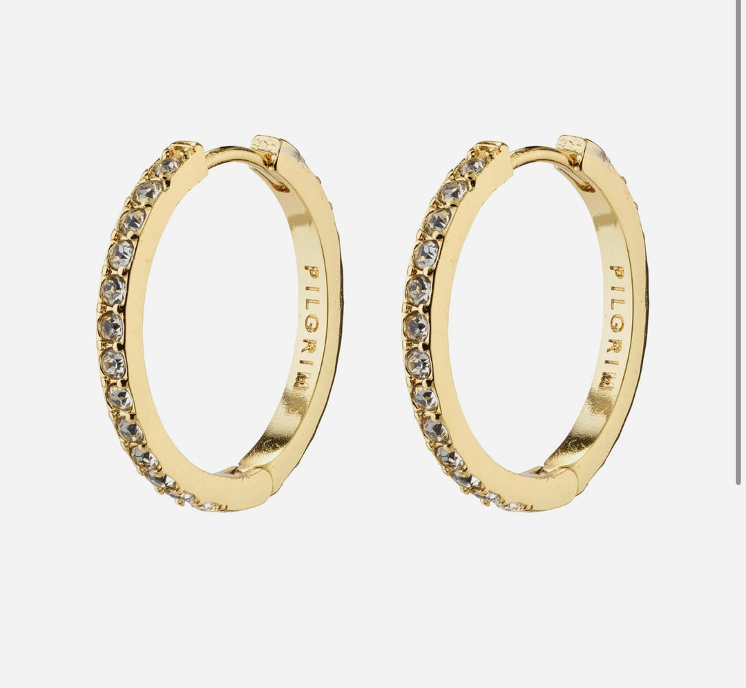 Ebna Large Crystal Huggies - Gold Plated