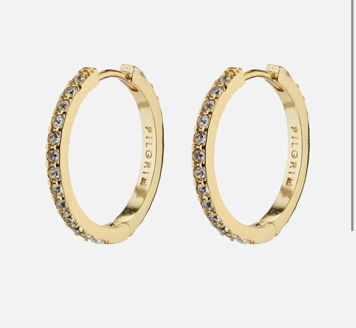 Ebna Large Crystal Huggies - Gold Plated