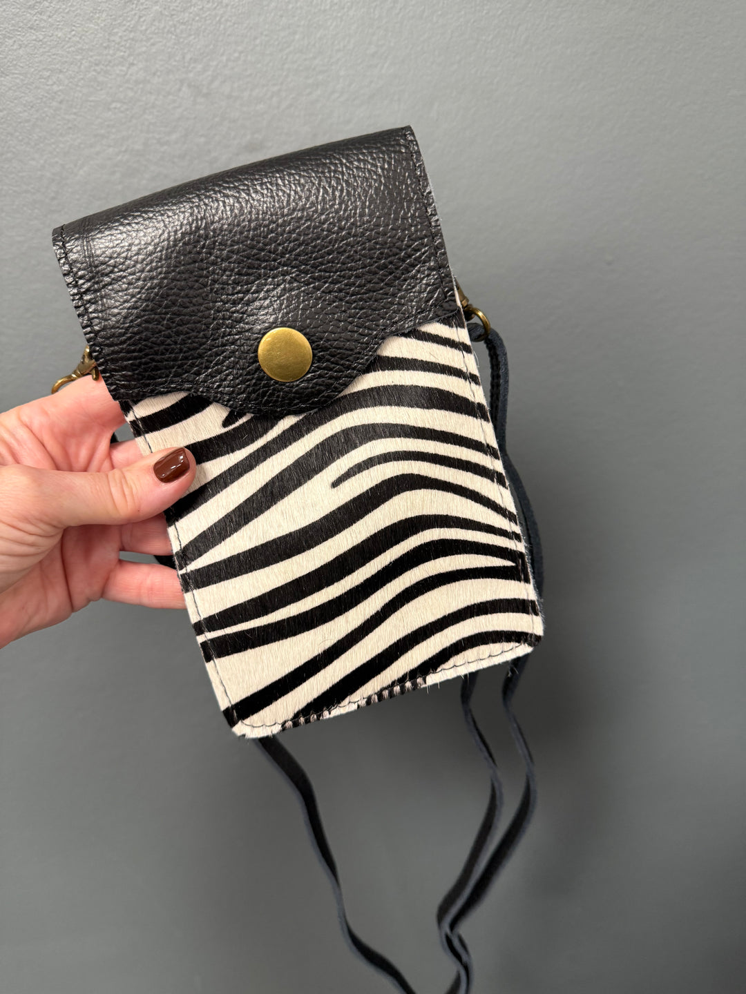 Zara Leather Phone Pouch Bag - Zebra