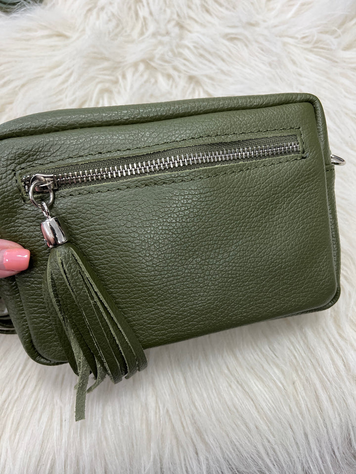 Leather Camera Bag - Khaki