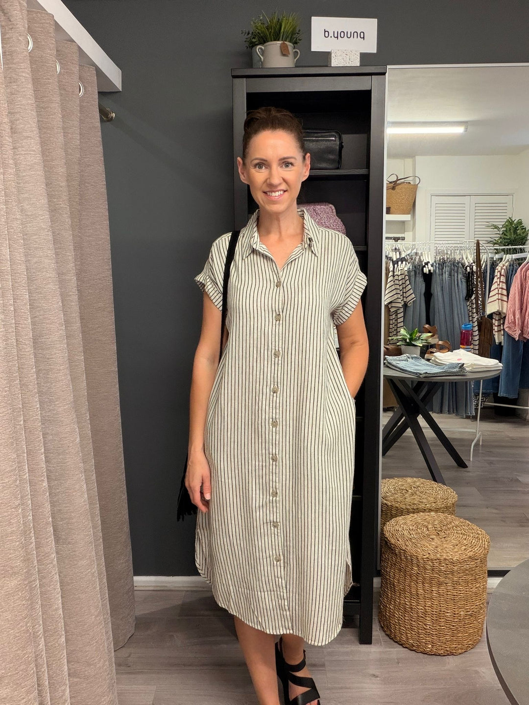 Falakka Shirt Dress - Black Stripe