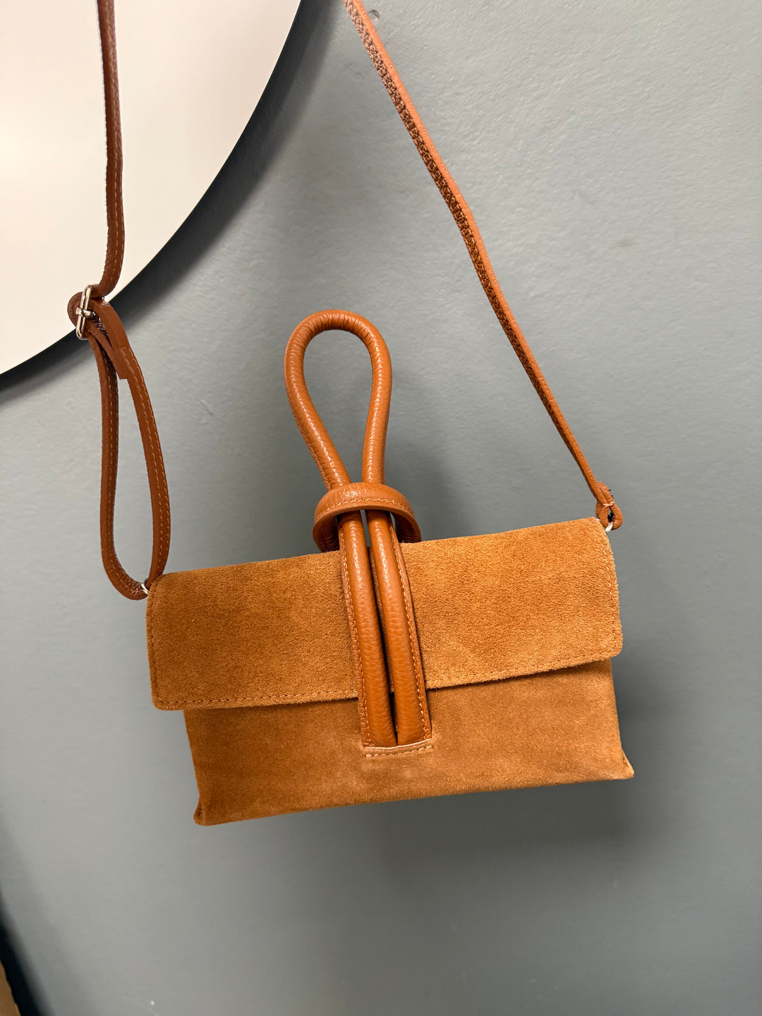 Betty Suede Loop Handle Bag - Tan