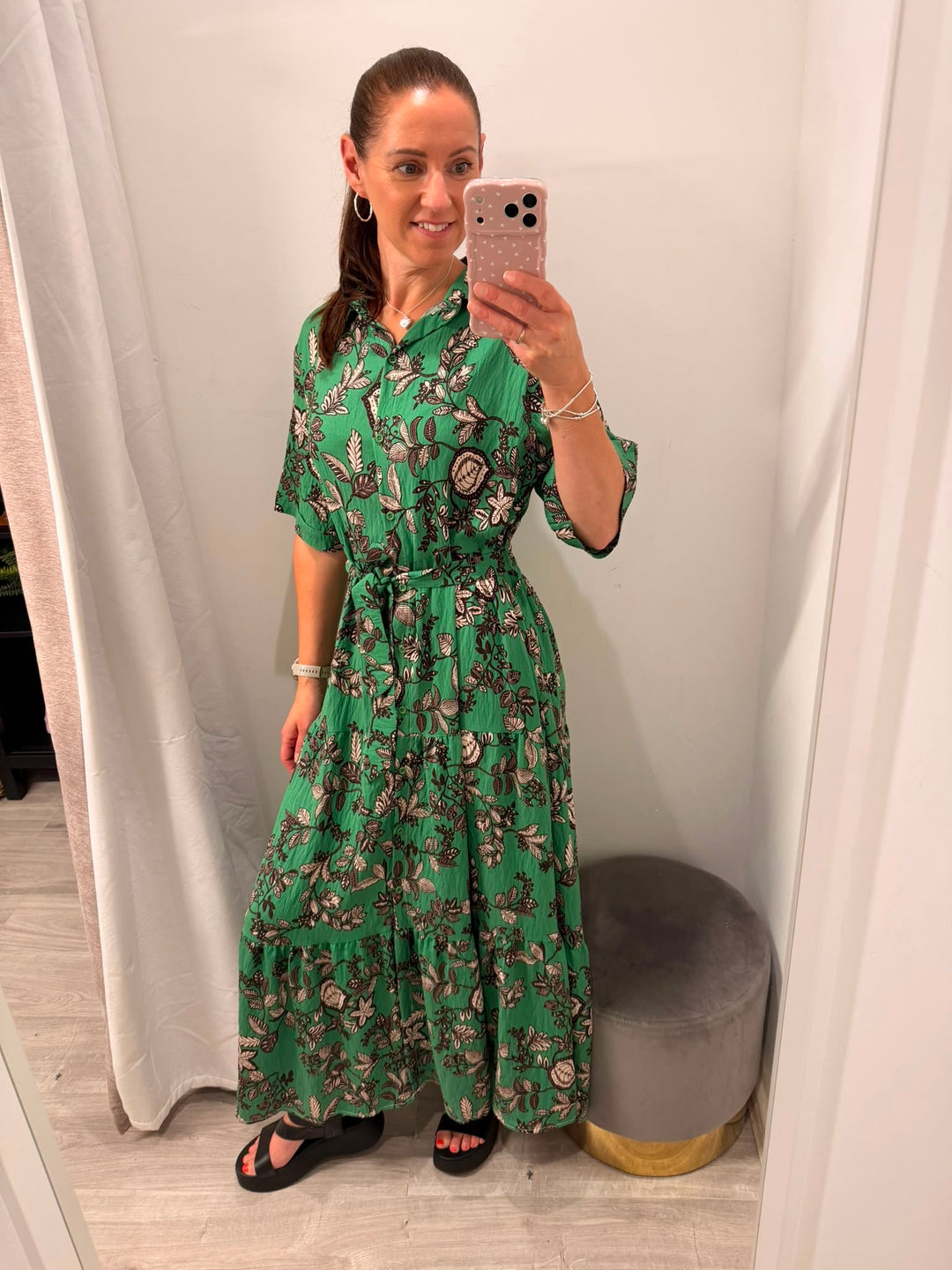 Rosalía Shirt Dress - Green Floral