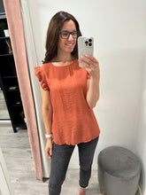 Load image into Gallery viewer, Frill Sleeve Blouse - Burnt Orange
